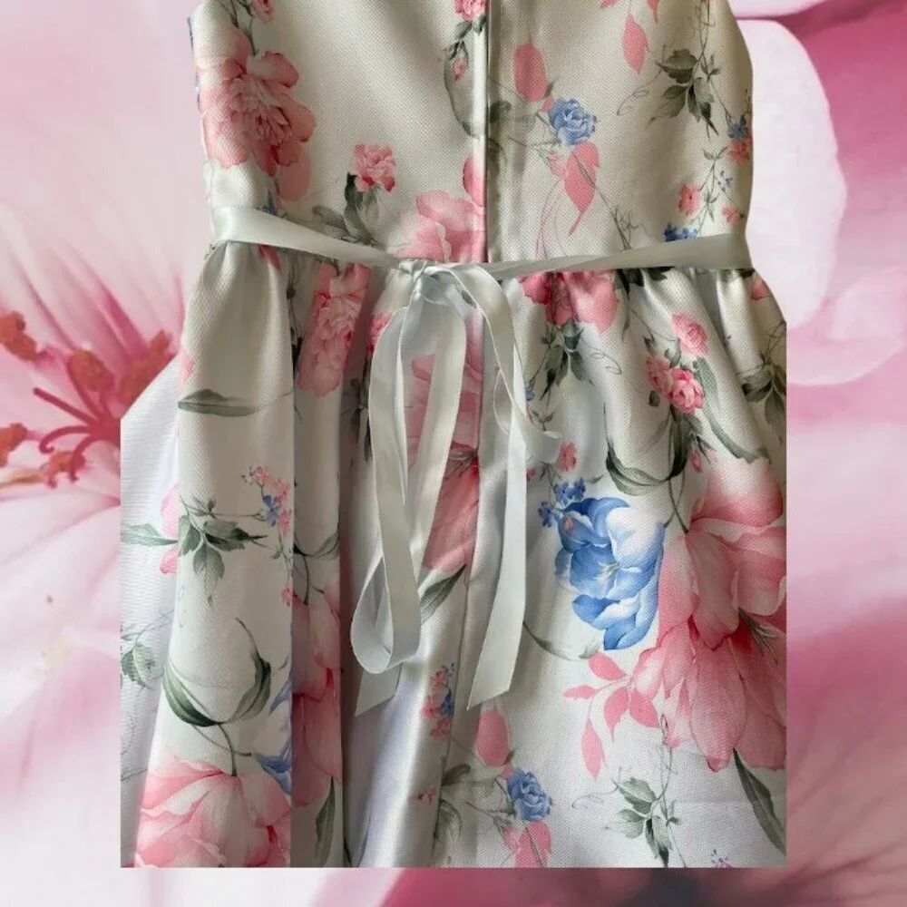 Rare Editions Floral Rhinestone Dress